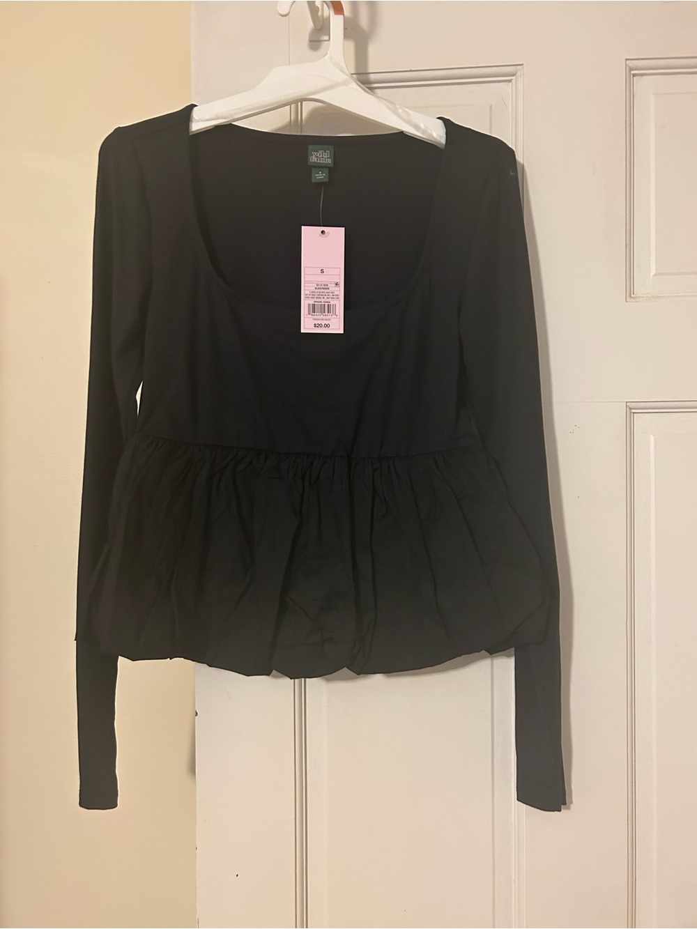 wild fable Black Long-Sleeve Peplum Top